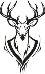 Black And White Deer Head Illustration