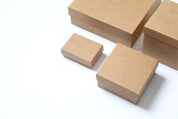 Craft boxes on white background