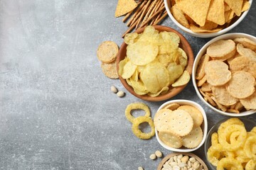 Various unhealthy snacks on table