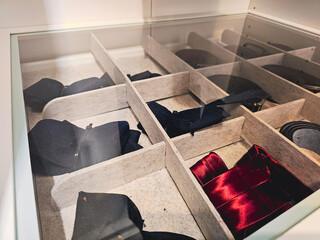 Organized Collection of Men Belts and Ties in Closet