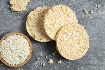 Round rice cakes on table