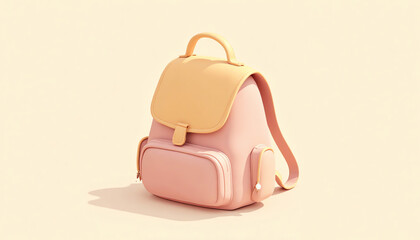 Illustration of a Pink Backpack, Art, Soft Colors, Student Essentials