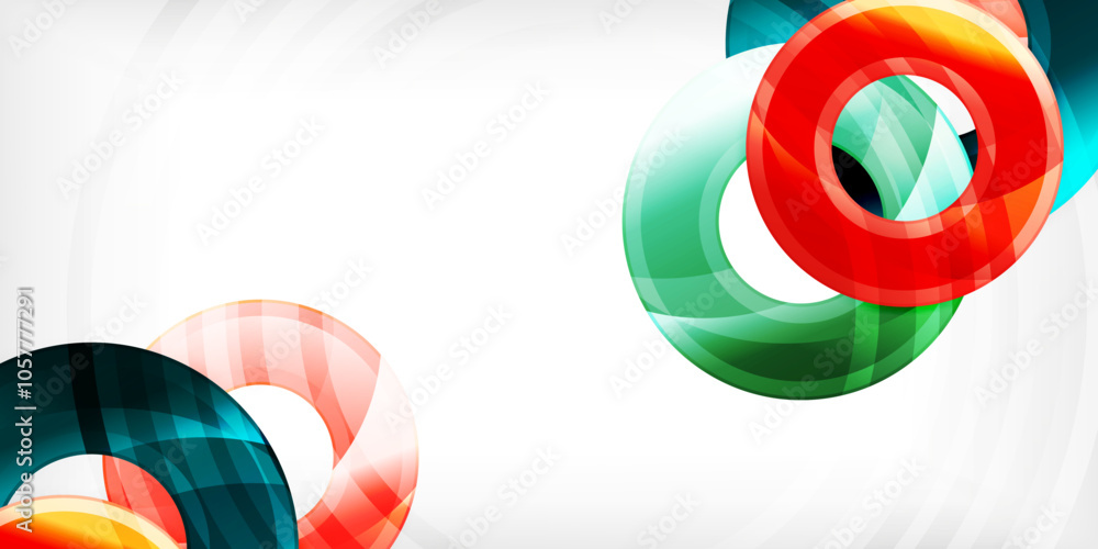 Poster bright colorful circles with light effects. abstract background