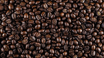 Roasted Arabica coffee beans background. Background for cafe or coffee shop. 