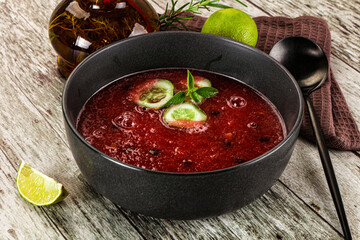 Sweet watermelon gazpacho with cucmber