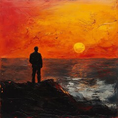 Fototapeta premium Sunset man