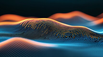 Abstract digital futuristic dark interface backround with blue and red light elements. High tech concept for cybersecurity, biometrics and data protection visuals.
