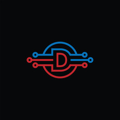Modern Technology Logo Vector With Letter D