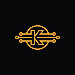 Modern Technology Logo Vector With Letter K