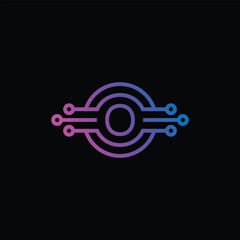 Modern Technology Logo Vector With Letter O