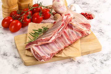 Raw lamb ribs rack for cooking