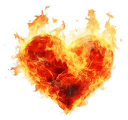 Fototapeta premium PNG Heart on fire misfortune exploding glowing.