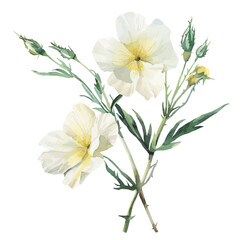 Watercolor painting of rock rose, isolated on a white background, and rock rose vector