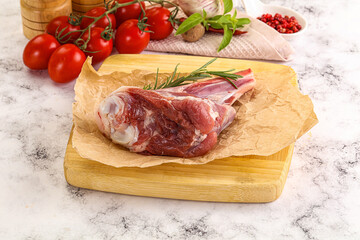 Raw lamb shank for cooking