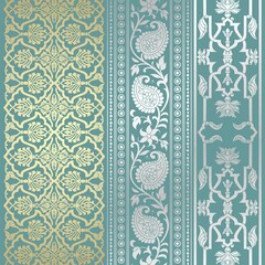 wedding card design, traditional paisley floral pattern , royal India	