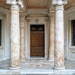 Obraz premium Marble columns at Canal Building entrance, Venice