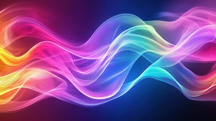 Abstract colorful wave pattern on a dark background.