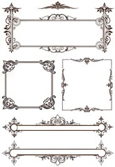 Obraz premium Elegant Ornamental Vintage Frame Set with Floral and Baroque Design Elements