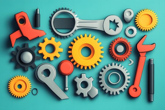 Illustration of tools and gears, symbolizing the contributions of workers and the significance of Labor Day