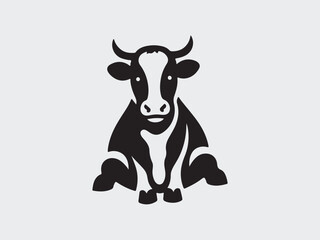 Cow silhouette vector illustration logo and icon style