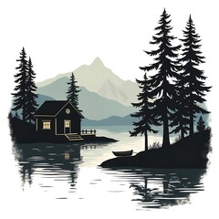 Fototapeta premium house on the lake