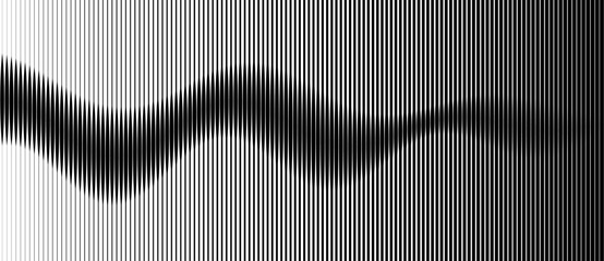 Abstract art geometric background with vertical lines. Optical illusion with waves and transition.