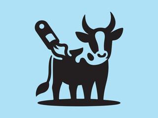 Cow silhouette vector illustration logo and icon style