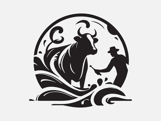 Cow silhouette vector illustration logo and icon style