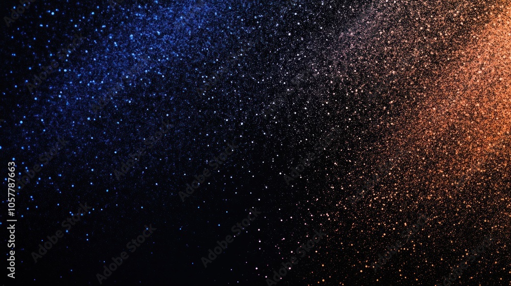 Canvas Prints abstract background with blue and orange particles on a black background.