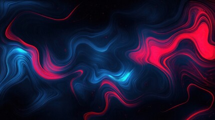Fototapeta premium Abstract digital art with flowing lines of red and blue on a dark background.