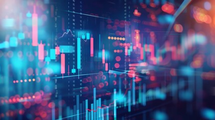 Obraz premium Colorful stock market data and candlestick chart visualization