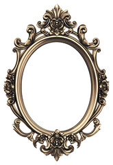 PNG Ornamental gold oval vintage photo frame.