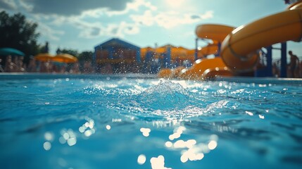 Relaxing in a lazy river with orange tubes at an indoor water park during the summer