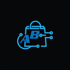 Obraz premium Free Vector Technology Logo With Letter AB