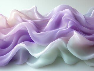 Obraz premium Gentle pastel waves, lavender and mint green merging seamlessly, creating a calming, harmonious visual experience.