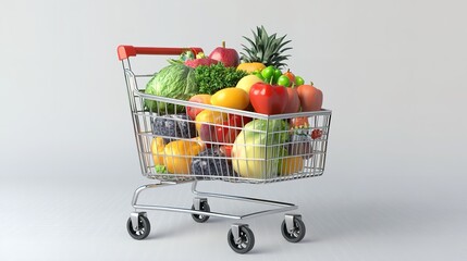  Supermarket Shopping Cart Full of Groceries