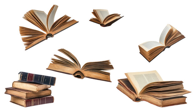PNG Real books floating reading pages.