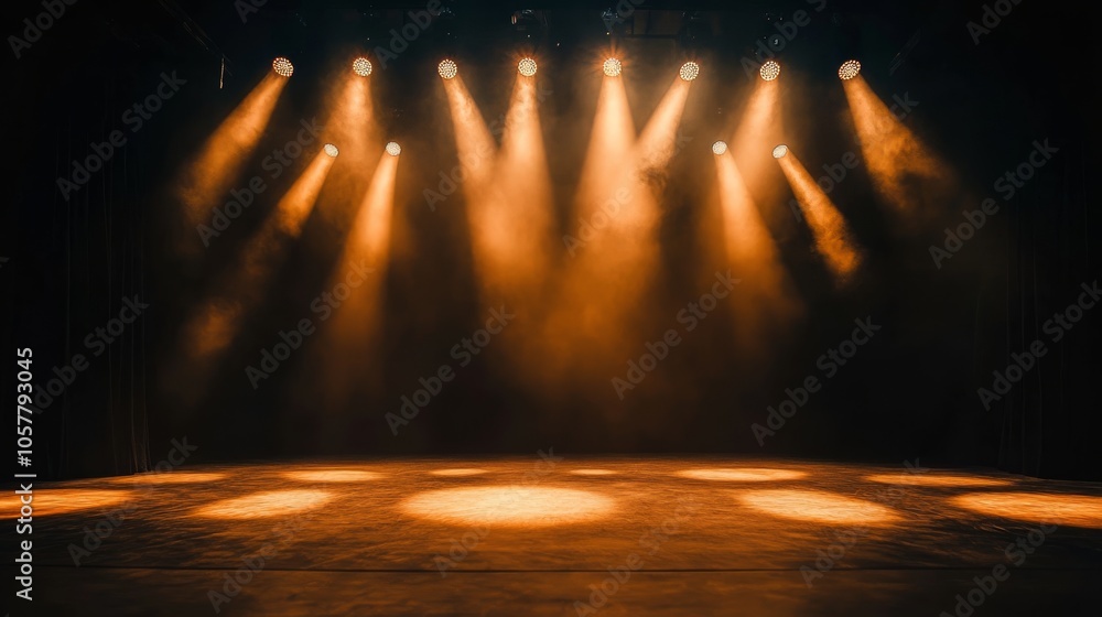Leinwandbilder the stage illuminated with a series of powerful lights that create a dramatic and engaging backgroun