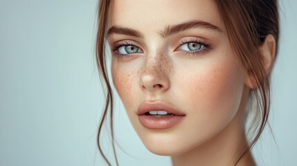 Naklejka premium Trendy fashion model, sleek hairstyle
