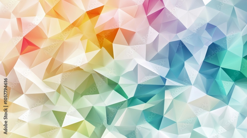Poster geometric abstract background with overlapping triangles and polygons in different shades, creating 
