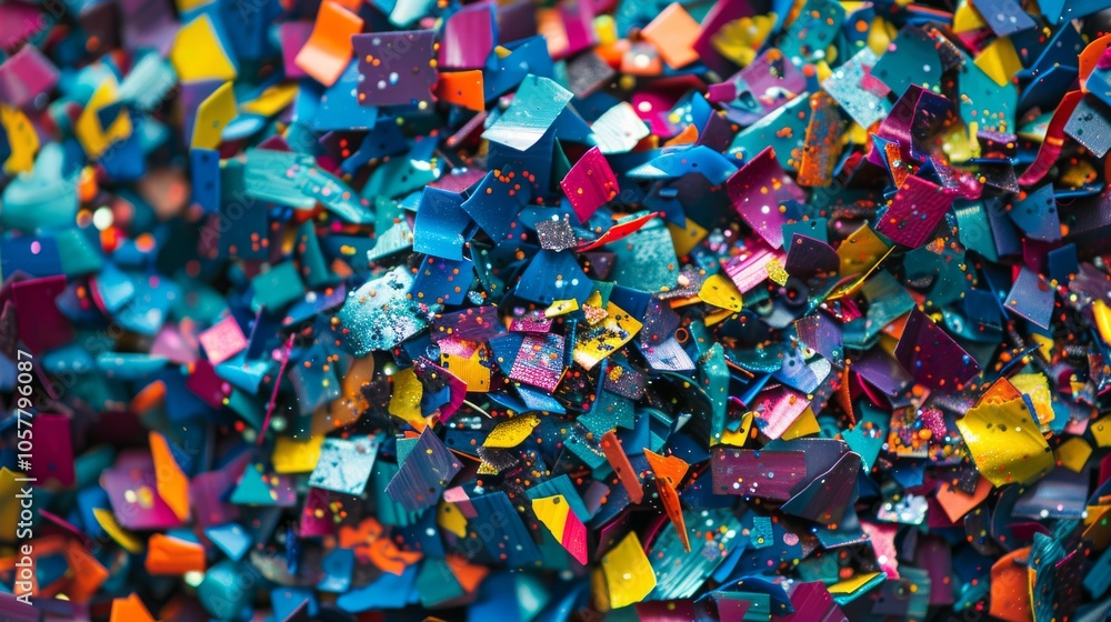 Aufkleber vibrant abstract background with many falling small pieces, colorful and dynamic, artistic pattern