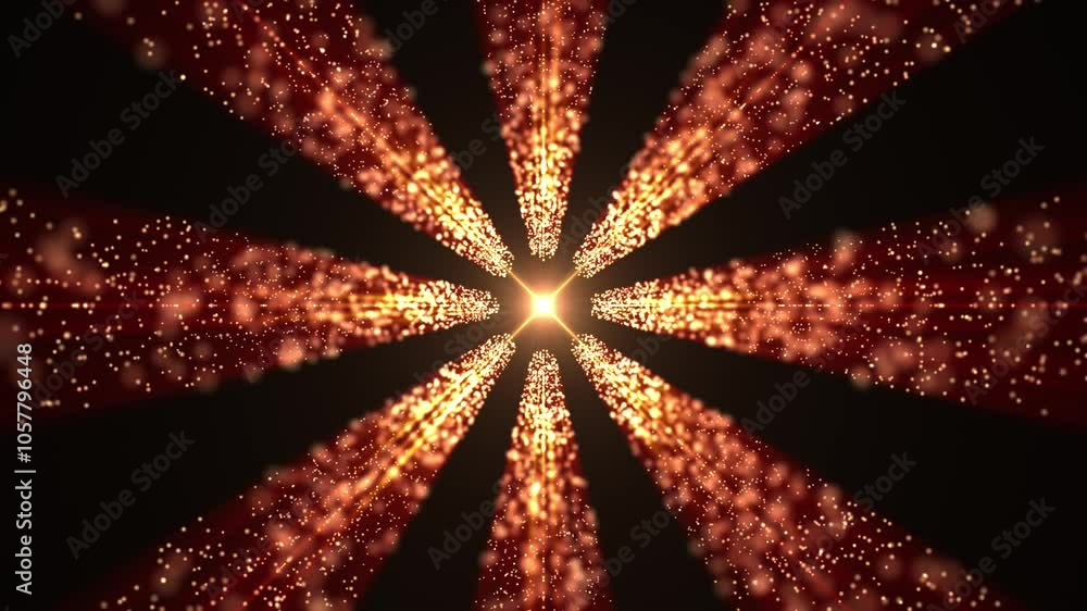 Poster digital tunnel of flickering particles, traveling in cyberspace, flying in a digital technological t