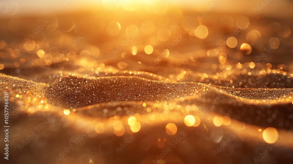 Poster warm sand texture with bright bokeh effect