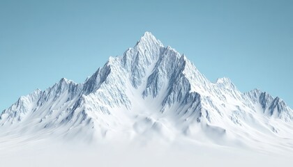 A majestic snow-capped mountain under a clear blue sky.