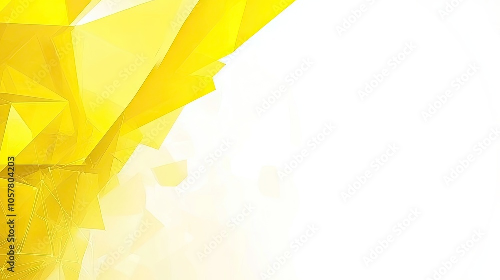 Poster yellow tech background with polygonal forms and connected network, representing digital innovation