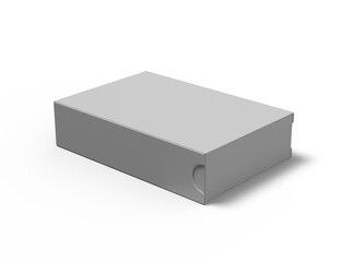 Render of a rectangular sliding drawer box on a transparent background