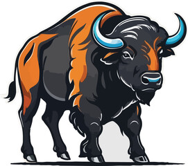Buffalo Illustration vector design, Buffalo logo and icon Design