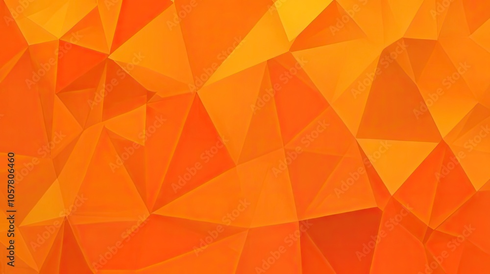 Poster abstract orange technology design with connected polygonal network and geometric forms