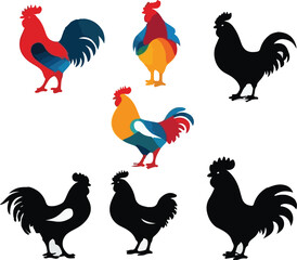 Cock  Illustration vector design, Cock  logo and icon Design, Cock Silhouette design