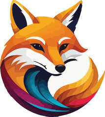 Colorful Fox vector design, Fox Illustration vector design, Fox logo and icon Design
